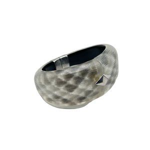 Alexis Bittar Clamper Bracelet Thick Wide Bangle Frosted Lucite Designer Signed